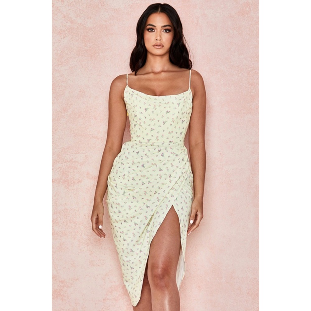 House of CB Daniella Lemon Floral Balcony Corset Dress